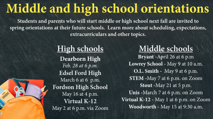High School Orientation Dates